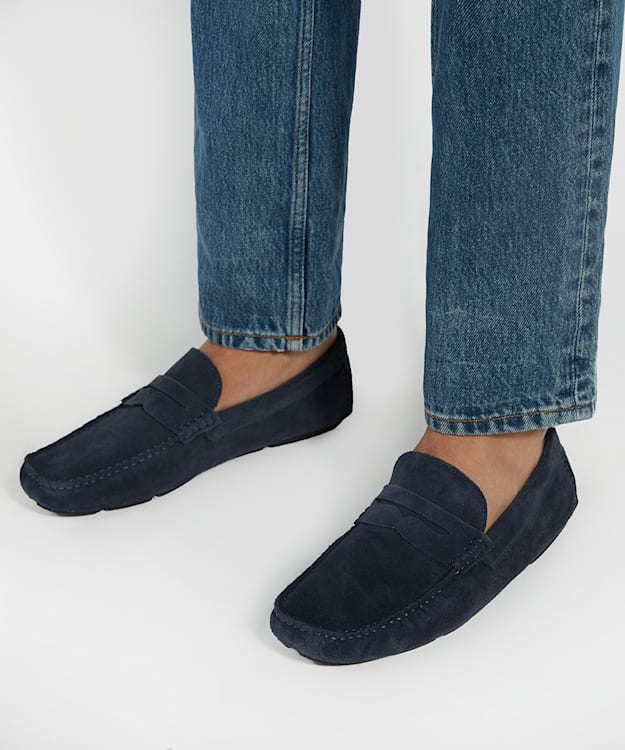 Dune London Bradlay - Navy Suede Driver