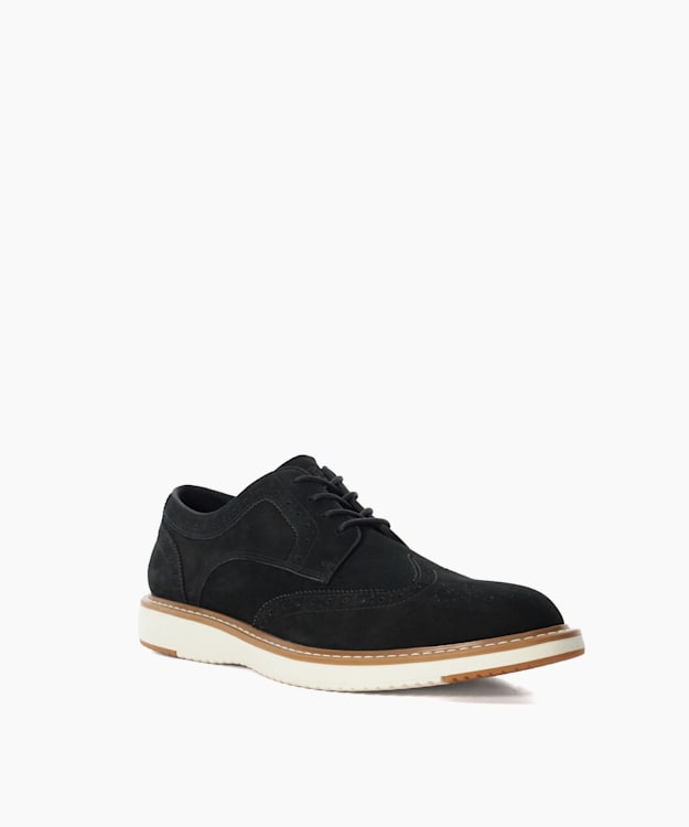 Dune London Bronny - Black Hybrid Nubuck Lace-Ups