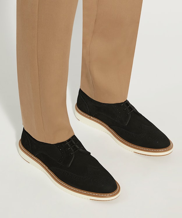 Dune London Bronny - Black Hybrid Nubuck Lace-Ups