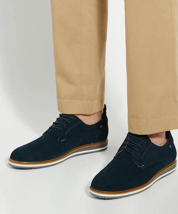 Dune London Bucatini - Navy Wedge Sole Lace Up Shoes