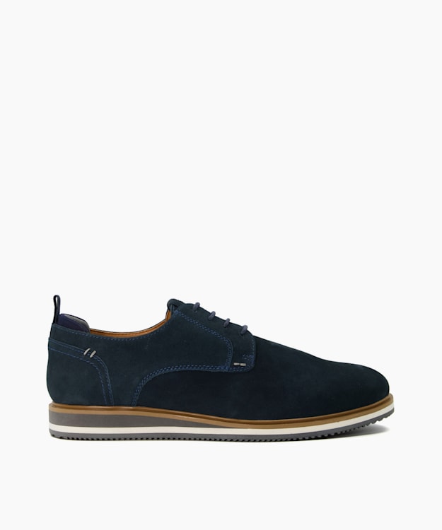 dune london Bucatini - Navy Wedge Sole Lace Up Shoes