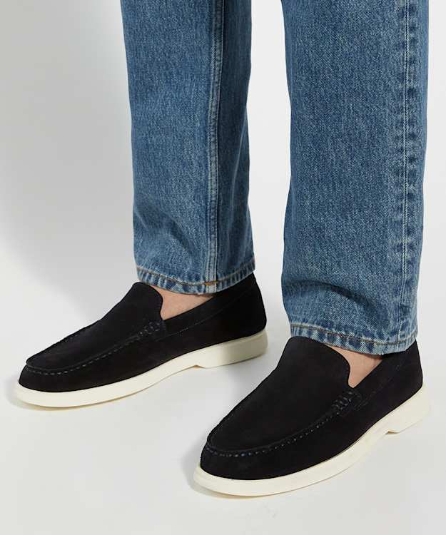 Dune London Bufton - Navy Wide Fit Suede Loafers