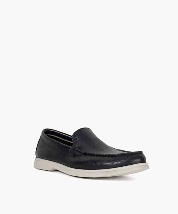 Dune London Buftonn - Black Topstitch Casual Loafers