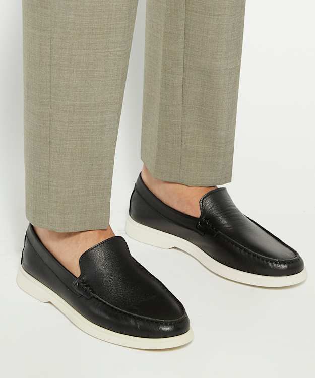 Dune London Buftonn - Black Topstitch Casual Loafers