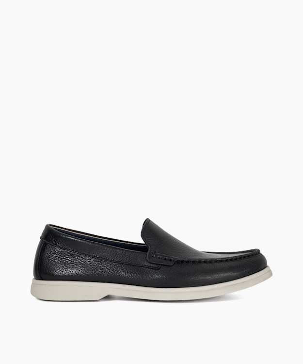 dune london Buftonn - Black Topstitch Casual Loafers