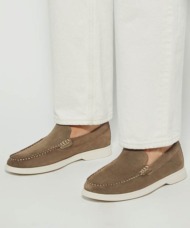 Dune London Buftonn - Khaki Topstitch Casual Loafers