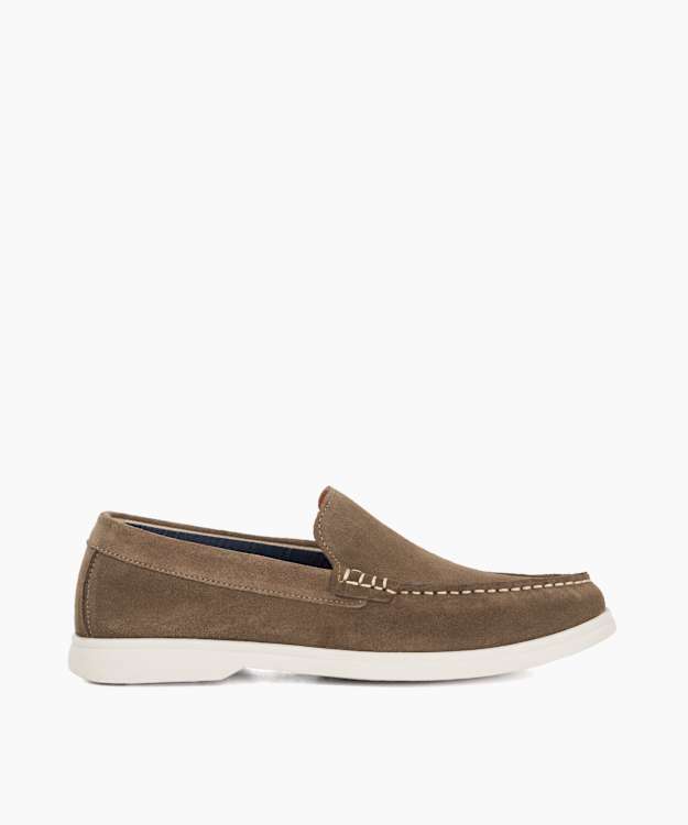 dune london Buftonn - Khaki Topstitch Casual Loafers