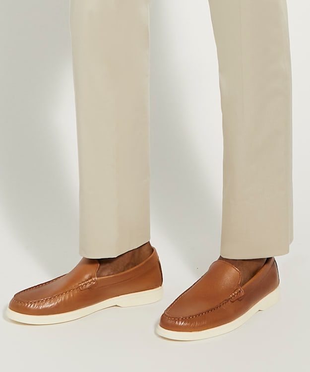 Dune London Buftonn - Tan Topstitch Casual Loafers