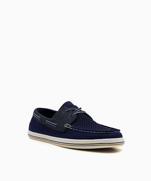 Dune London Burnner - Navy Knitted Boat Shoes