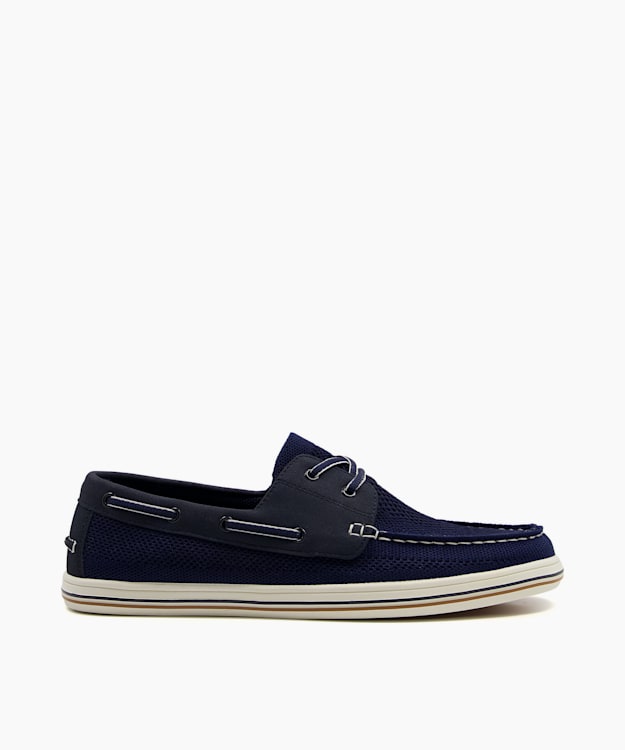 dune london Burnner - Navy Knitted Boat Shoes