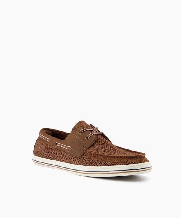 Dune London Burnner - Tan Knitted Boat Shoes