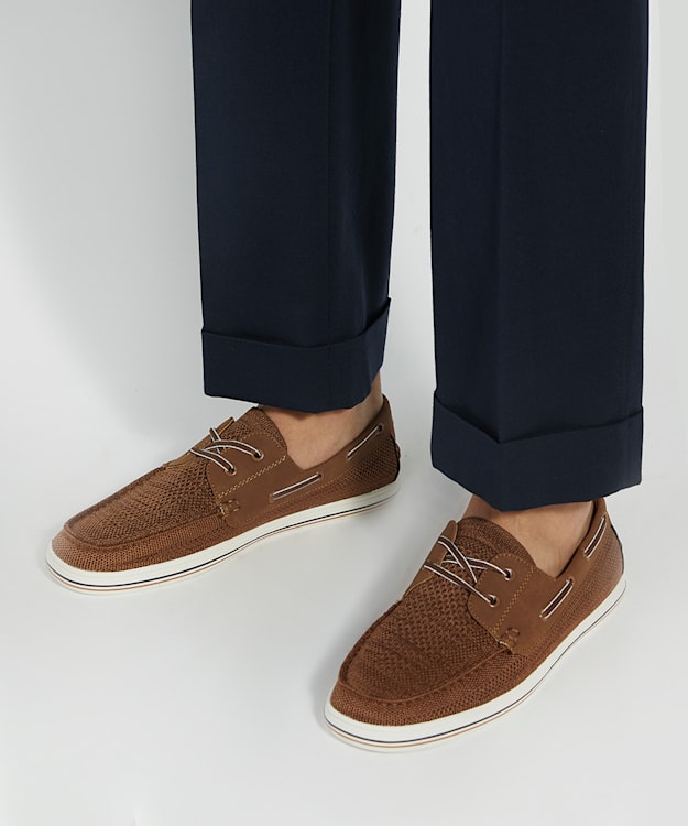 Dune London Burnner - Tan Knitted Boat Shoes