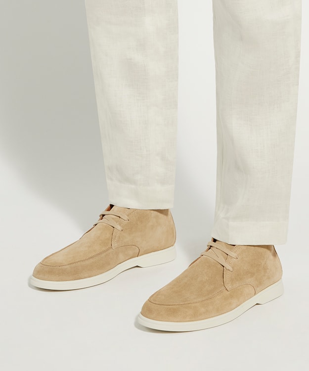 Dune London Camly - Stone Suede Lace-up Chukka Boots