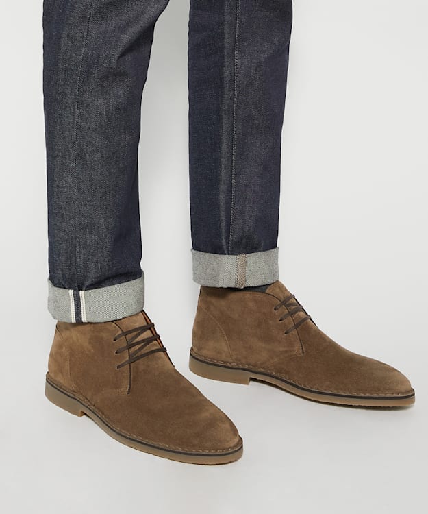 Dune London Cashed - Taupe Lace Detail Chukka Boots