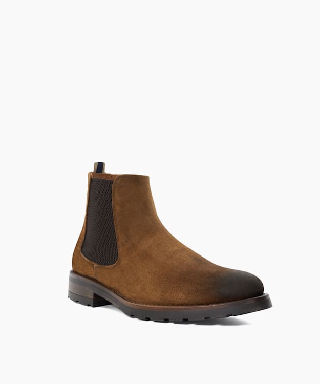 Dune London Chelty - Tan Brushed Suede Chelsea Boots
