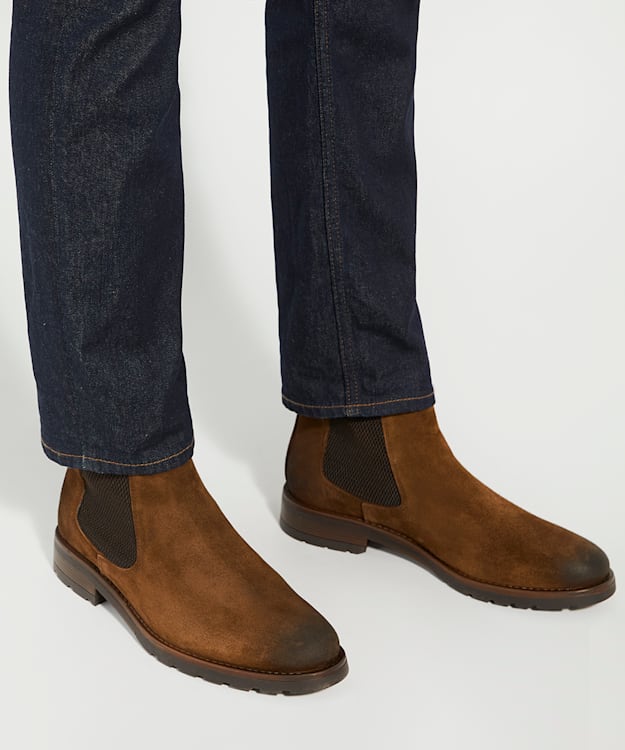 Dune London Chelty - Tan Brushed Suede Chelsea Boots