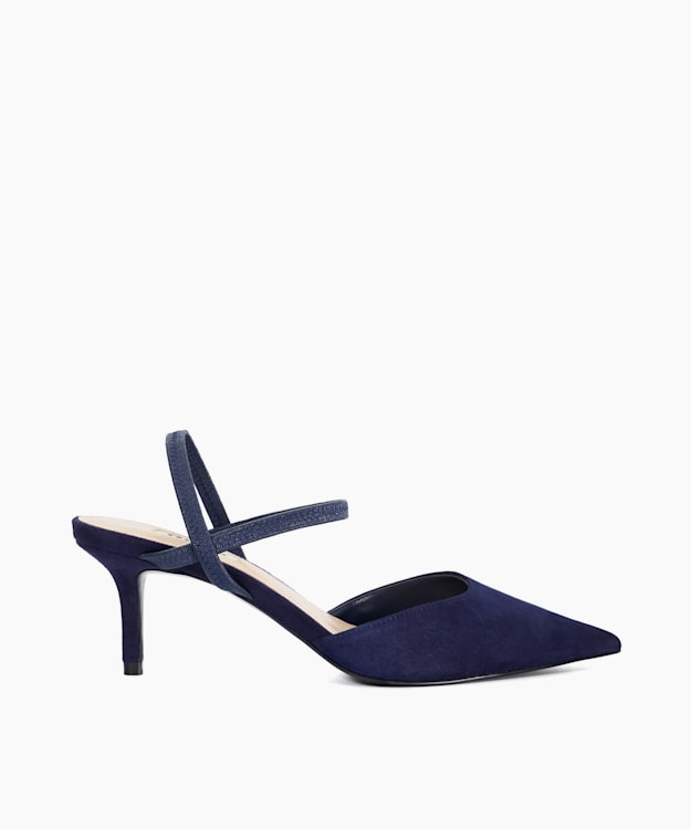 dune london Classical - Navy Suede Slingback Courts