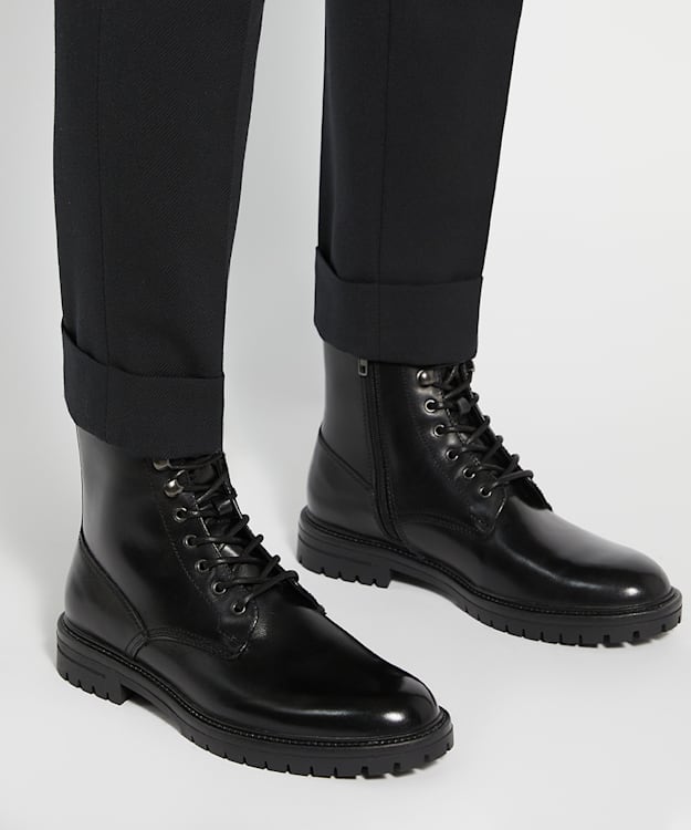 Dune London Cohen - Black Chunky Lace Up Boots