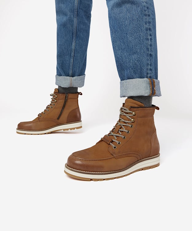 Dune London Crannes - Tan Casual Lace Up Hiker Boots