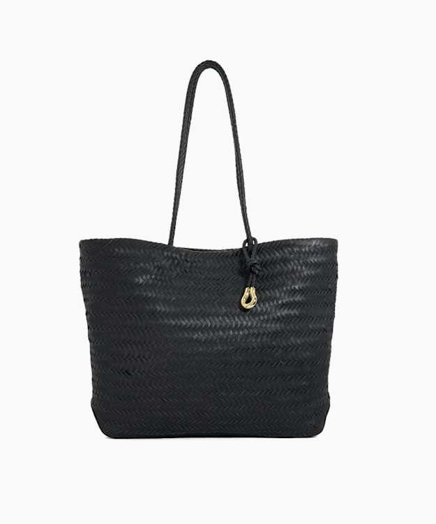dune london Daxon - Black Textured Leather Tote Bag