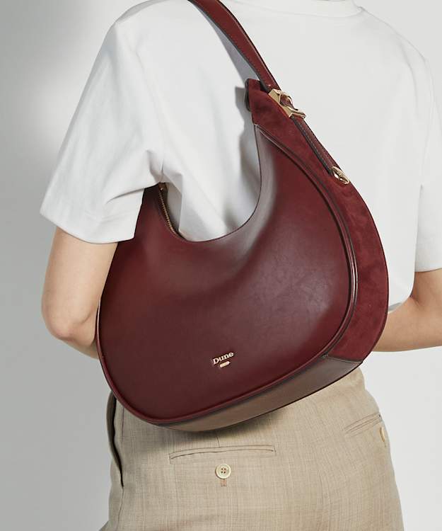 Dune London Dedicated - Burgundy Scoop Shoulder Bag