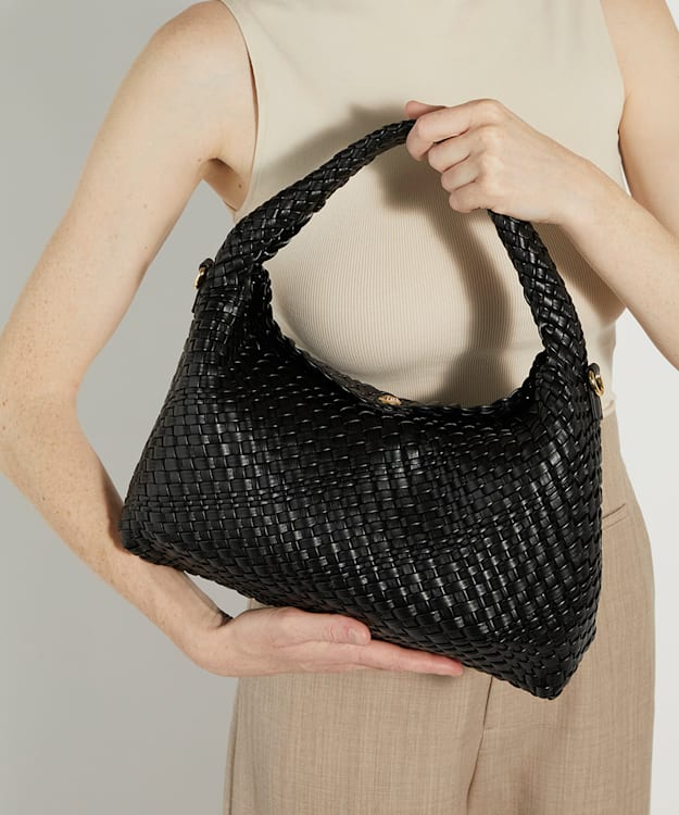 Dune London Deliberate - Black Woven Shoulder Bag
