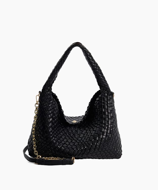 dune london Deliberate - Black Woven Shoulder Bag