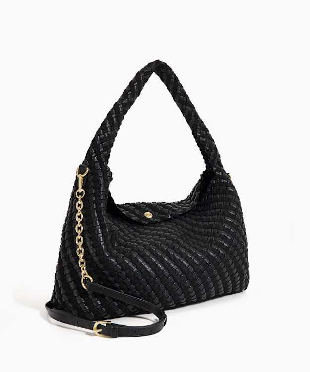 Dune London Deliberate L - Black Woven Shoulder Bag