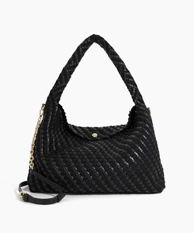 dune london Deliberate L - Black Woven Shoulder Bag