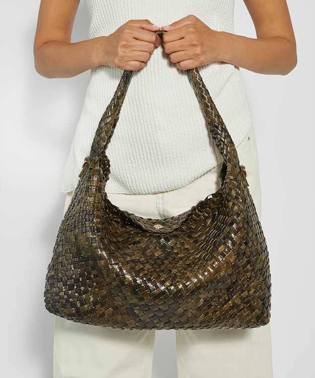 Dune London Deliberate L - Green Woven Shoulder Bag