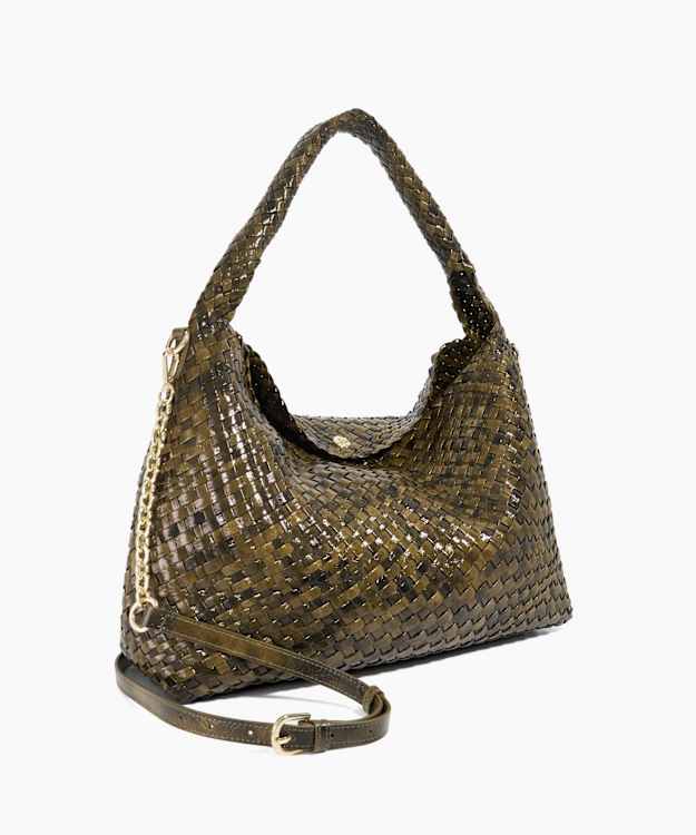 Dune London Deliberate L - Green Woven Shoulder Bag