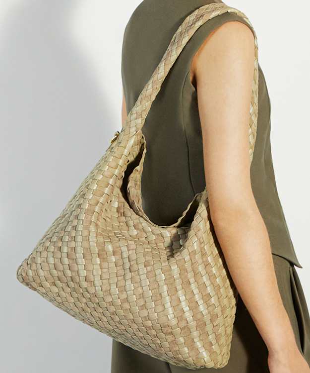 Dune London Deliberate L - Sage Woven Shoulder Bag