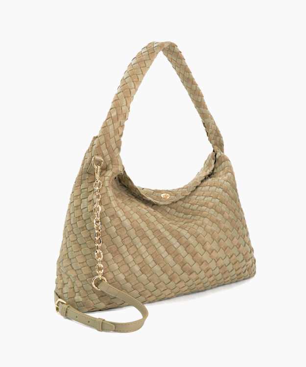 Dune London Deliberate L - Sage Woven Shoulder Bag