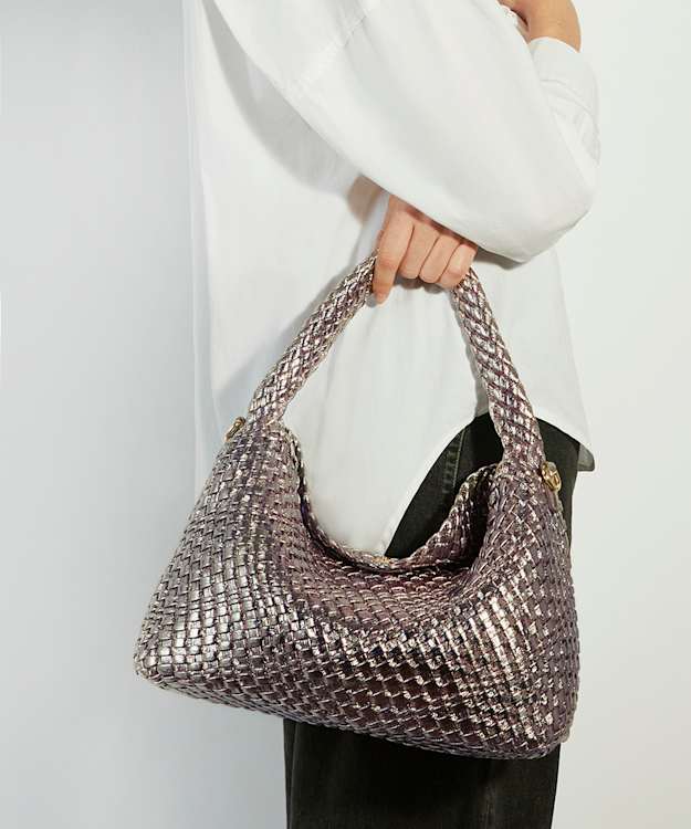 Dune London Deliberate - Pewter Woven Shoulder Bag