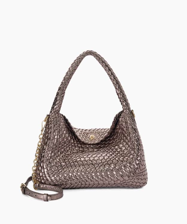 dune london Deliberate - Pewter Woven Shoulder Bag