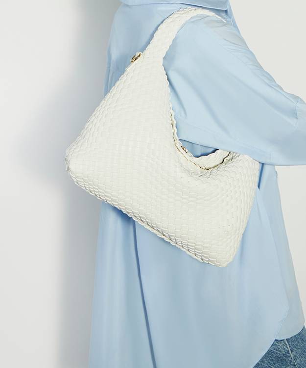 Dune London Deliberate - White Woven Shoulder Bag