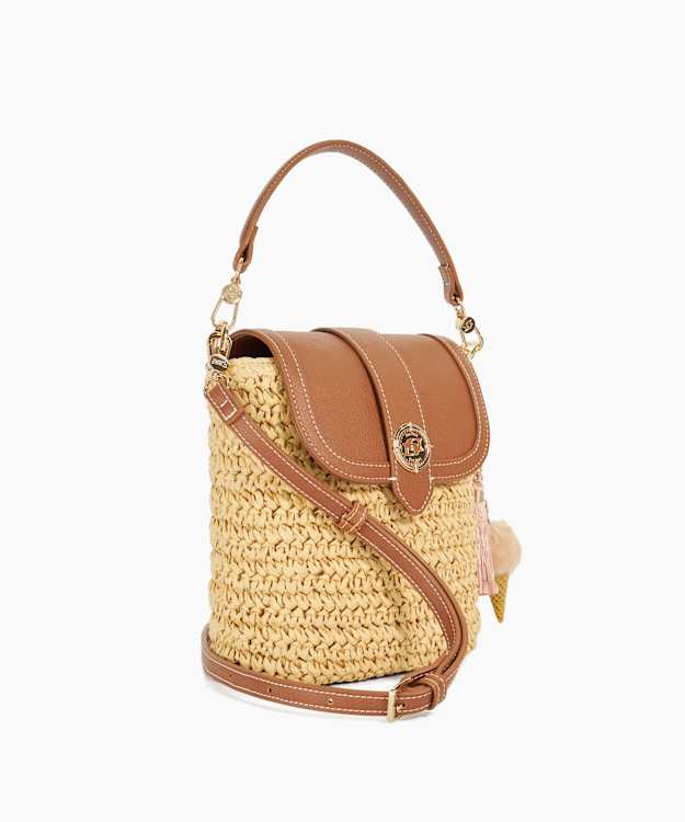 Dune London Dimple - Natural Raffia Crossbody Bag