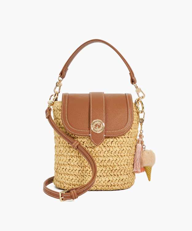 dune london Dimple - Natural Raffia Crossbody Bag