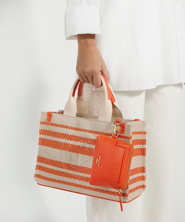 Dune London Dinkideltra - Orange Canvas Shopper Bag