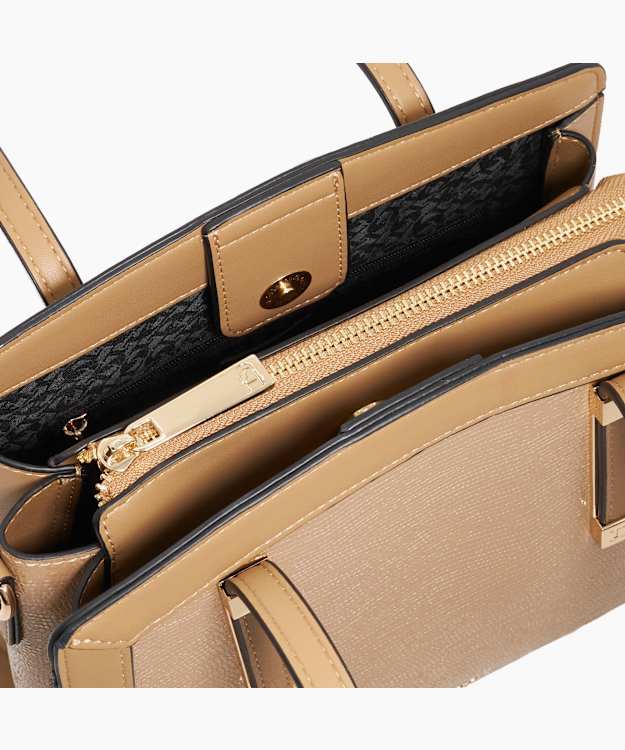 Dune London Dorris - Taupe Branded Hardware Tote Bag