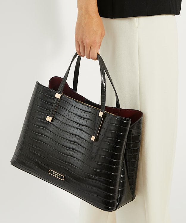 Dune London Dorry - Black Branded Hardware Tote Bag