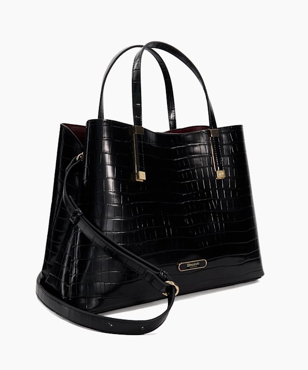 Dune London Dorry - Black Branded Hardware Tote Bag