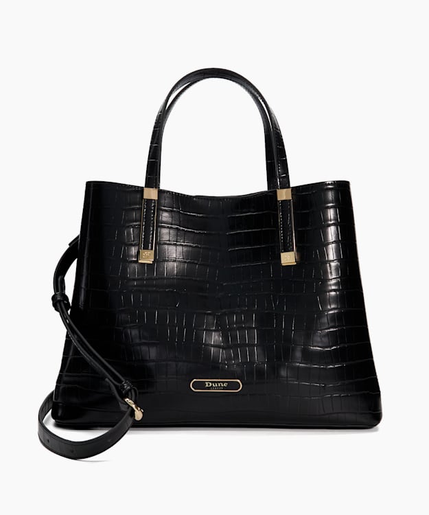 dune london Dorry - Black Branded Hardware Tote Bag