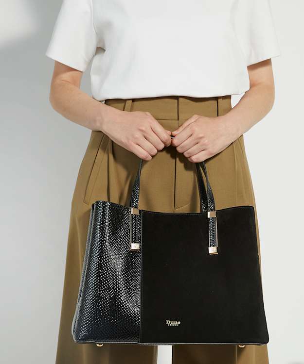 Dune London Dorry - Black Textured Tote Bag