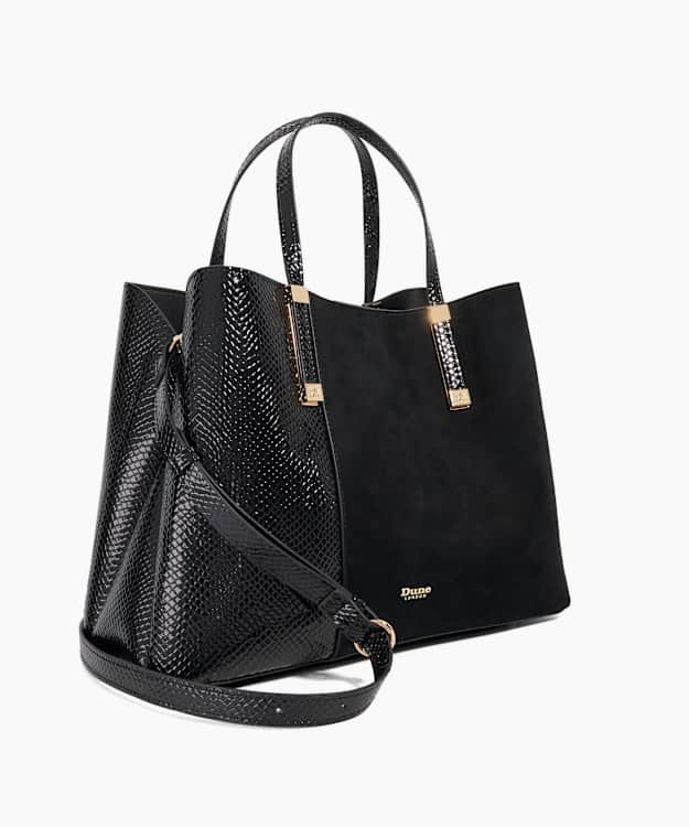 Dune London Dorry - Black Textured Tote Bag