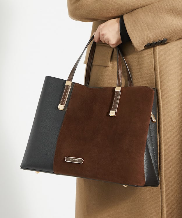 Dune London Dorry - Dark Brown Textured Tote Bag