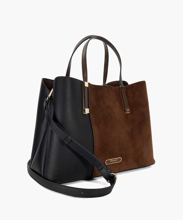 Dune London Dorry - Dark Brown Textured Tote Bag
