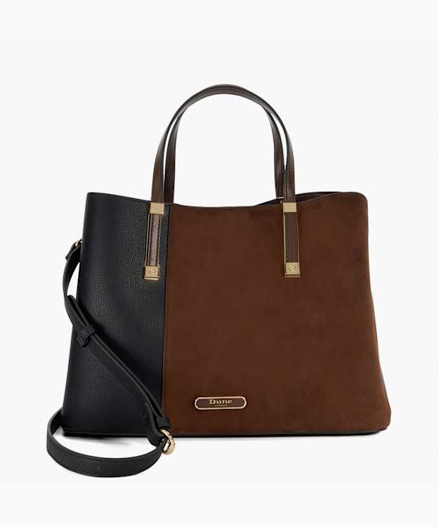 dune london Dorry - Dark Brown Textured Tote Bag