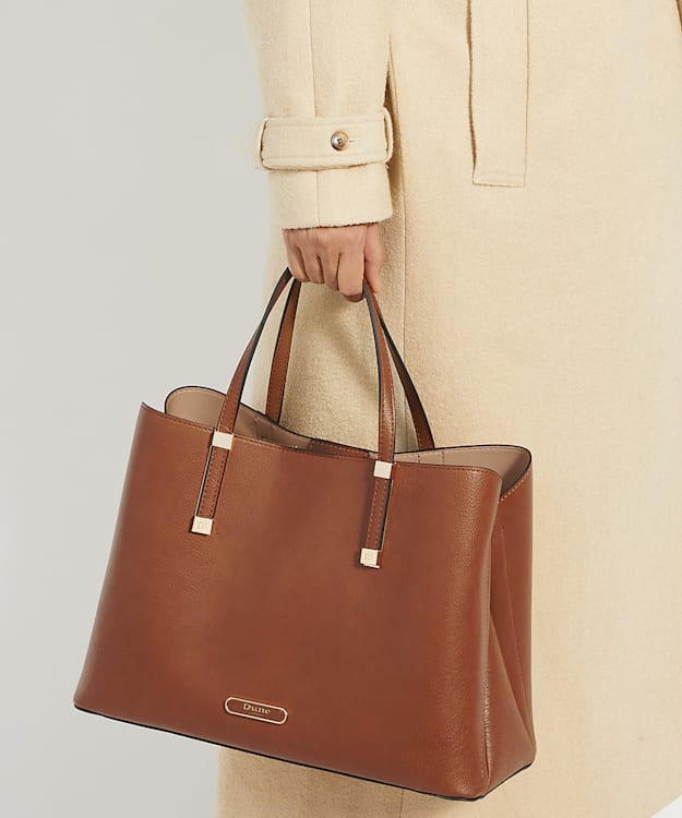 Dune London Dorry - Tan Branded Hardware Tote Bag