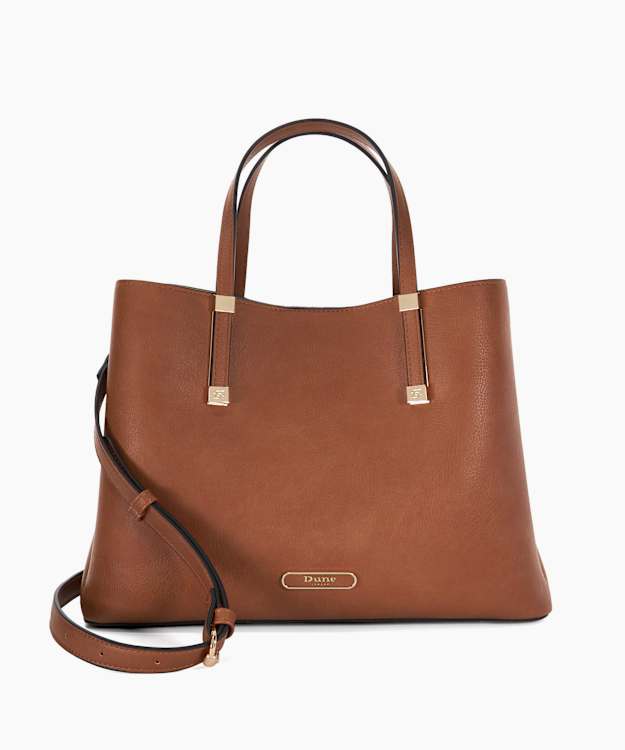 dune london Dorry - Tan Branded Hardware Tote Bag